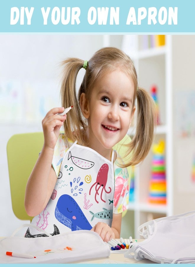 بليلي Pllieay 52 قطعة من مآزر الأطفال المصنوعة يدويًا، مآزر بيضاء للأطفال الصغار مع قلم ملون وقوالب دفتر يوميات للرسم والمطبخ والطبخ - Image 5