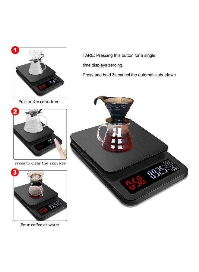 بيوينتي ميزان رقمي إلكتروني للقهوة بشاشة LCD أسود - Image 3