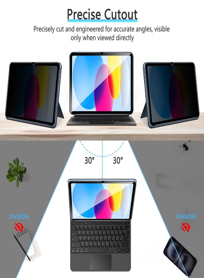 OMOTON 2 Pack Privacy Screen Protector for iPad A16 11th 10th Generation (11/10.9 inch 2025/2022), Anti-Spy Tempered Glass with Installation Tray for 11th/10th Gen-Case Friendly/Apple Pencil Support - Image 4