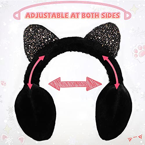 XIAOHAWANG Winter Earmuffs for Kids Girl Warm Ear Muffs Baby Boy Plush Padded Ear Warmer (C-BLACK) - Image 4
