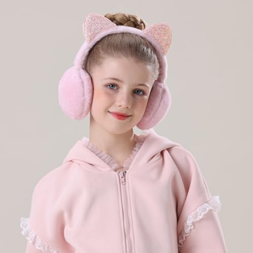 XIAOHAWANG Winter Earmuffs for Kids Girl Warm Ear Muffs Baby Boy Plush Padded Ear Warmer (C-BLACK) - Image 3