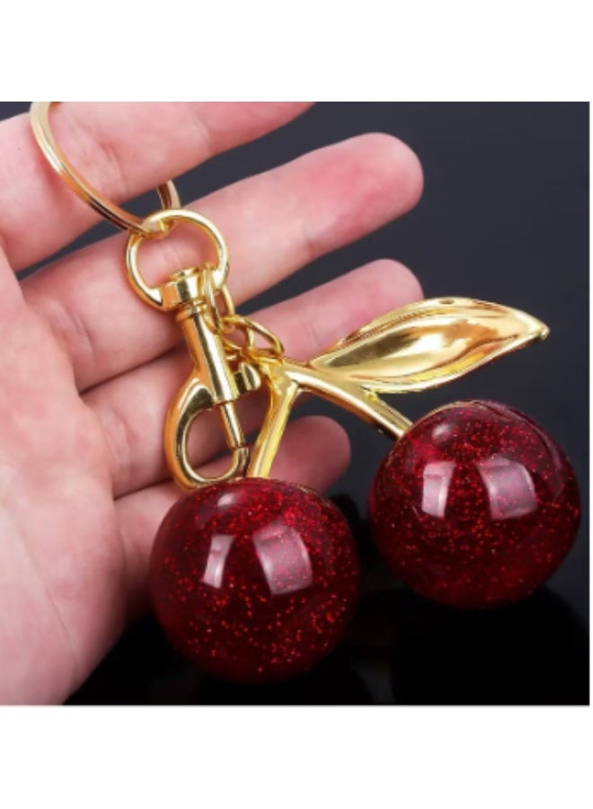 Womens Nice Cherry Medallion With Spring Loop, Elegant Red Cherry For Bags, Ideal And Girls, Fashionable Medallion For Daily Use One Size Red - Image 5