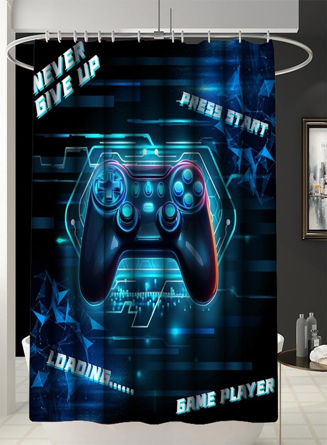 Jiospet 4 Pcs Game Shower Curtain Set for Boys - Gamer Controller Bathroom Sets Boys, Gamepad Bathroom Sets with Shower Curtain and Rugs Gaming Decor with 12 Hooks, 70" x 70" - Image 2