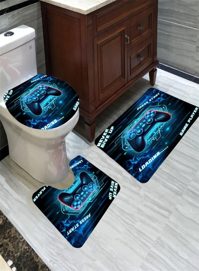 Jiospet 4 Pcs Game Shower Curtain Set for Boys - Gamer Controller Bathroom Sets Boys, Gamepad Bathroom Sets with Shower Curtain and Rugs Gaming Decor with 12 Hooks, 70" x 70" - Image 3