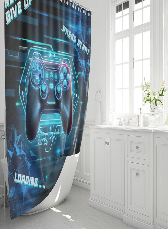 Jiospet 4 Pcs Game Shower Curtain Set for Boys - Gamer Controller Bathroom Sets Boys, Gamepad Bathroom Sets with Shower Curtain and Rugs Gaming Decor with 12 Hooks, 70" x 70" - Image 4