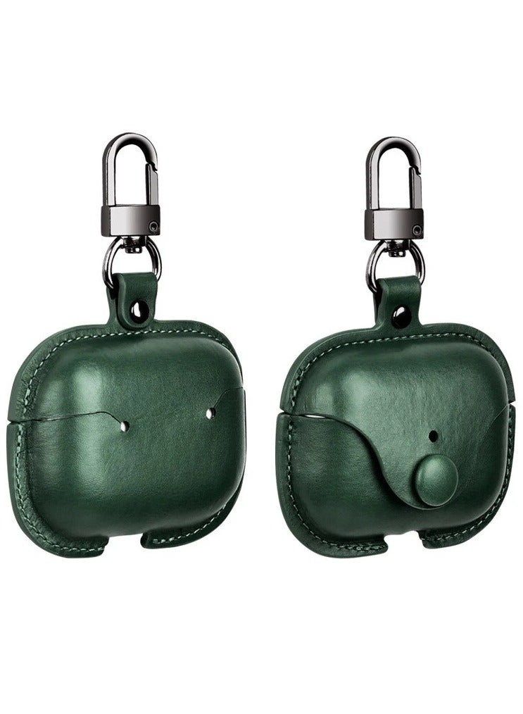 Leather Case for AirPods Pro 3rd Generation with Keychain | Protective Cover, Shockproof, Scratch Resistant, Charging Indicator Visible – Dark Green