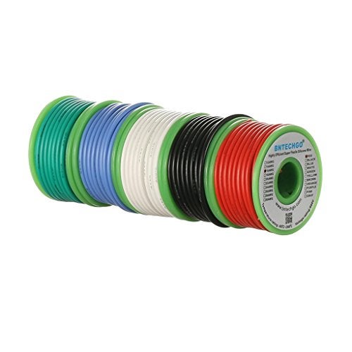 BNTECHGO 16 Gauge Silicone Wire Kit Red Black White Blue and Green Each 25ft 16 AWG Stranded Tinned Copper Wire - Image 2