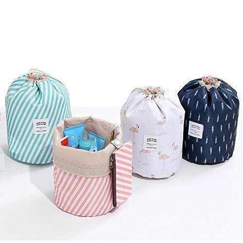 Kalitus Bucket Barrel Shaped Cosmetic Makeup Bag Travel Case Pouch 15 X 15 X 22 cm MultiColor Pack of 1 - Image 2