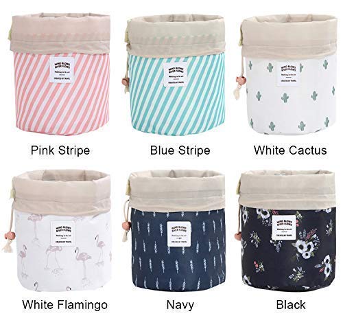 Kalitus Bucket Barrel Shaped Cosmetic Makeup Bag Travel Case Pouch 15 X 15 X 22 cm MultiColor Pack of 1 - Image 3