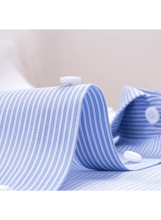 Romon Men's Long Sleeve Shirt 200-thread Count Dp Non-iron Cotton Blue Striped High-end Business Casual Shirt Size 43 - Image 3