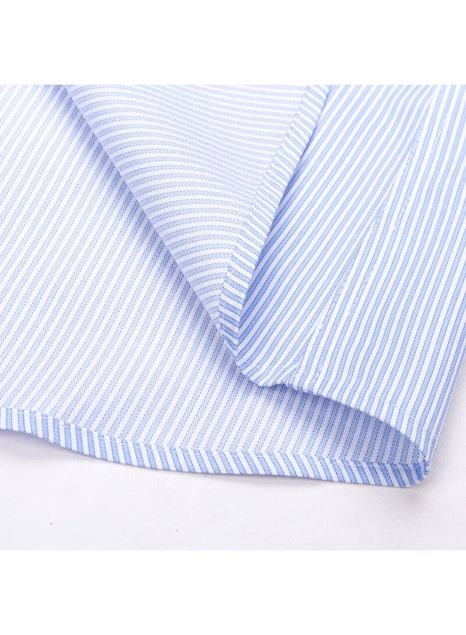 Romon Men's Long Sleeve Shirt 200-thread Count Dp Non-iron Cotton Blue Striped High-end Business Casual Shirt Size 43 - Image 4