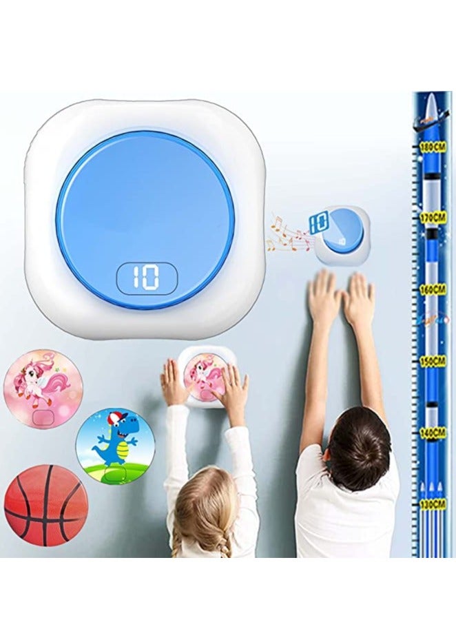 إكسفور مدرب القفز العالي، جهاز تدريب القفز الصوتي للأطفال، جهاز تدريب القفز العمودي لتدريب الأطفال على الارتداد، عداد اللمس للأولاد والبنات (ملصقات كرتونية زرقاء وثلاثية) - Image 1