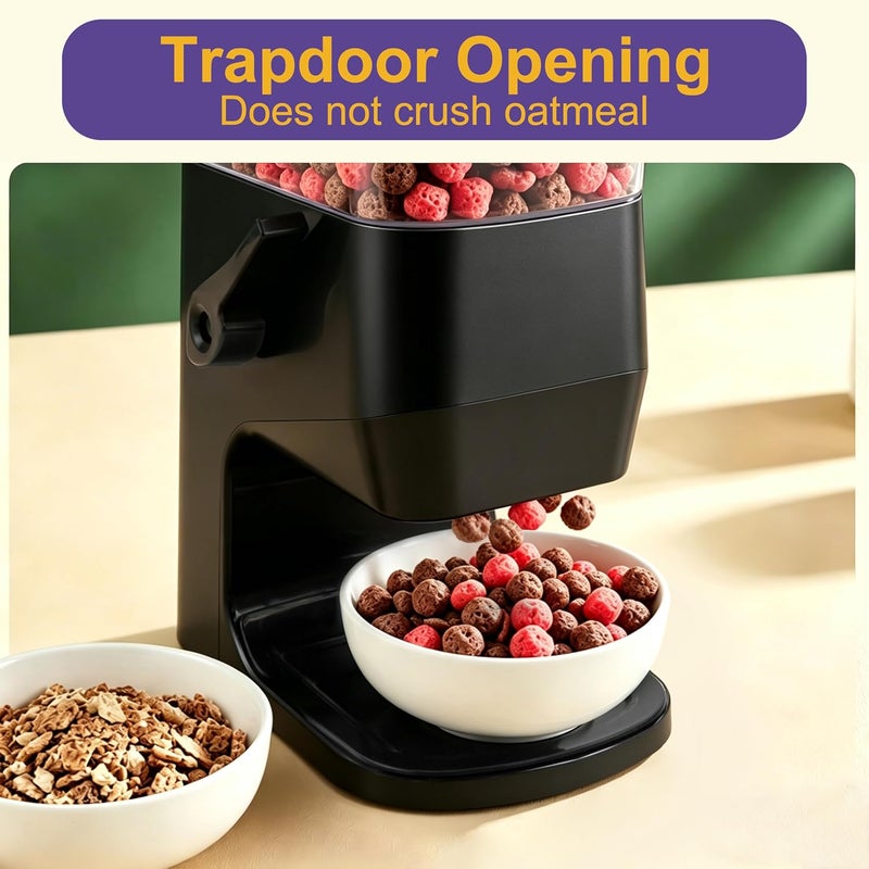 FHJP Cereal Dispenser Countertop, Dry Food Dispenser Snack Organizer, Slim Cereal Containers Storage Dispenser with Lids for Pantry, Kitchen Organization Oatmeal Nut Granola Candy, Black, 2pcs - Image 4