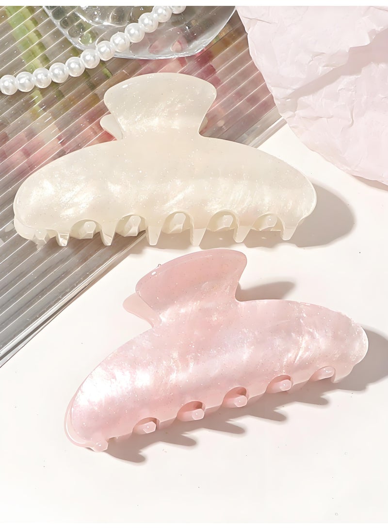 خاجول قطعتانمشابك شعر مخلبية بلون بينك، مشابك شعر متوسطة غير قابلة للانزلاق، اكسسوارات شعر للنساء والفتيات - Image 1