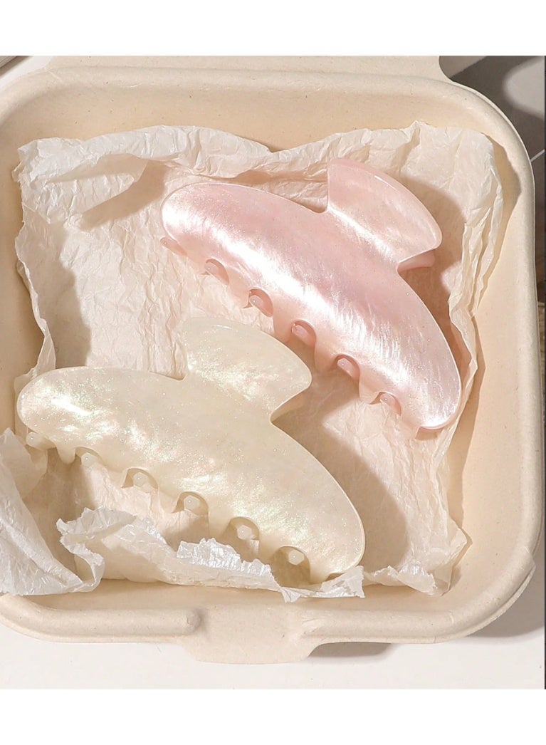 خاجول قطعتانمشابك شعر مخلبية بلون بينك، مشابك شعر متوسطة غير قابلة للانزلاق، اكسسوارات شعر للنساء والفتيات - Image 5