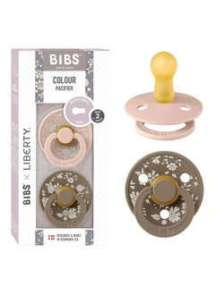 BIBS Liberty Colour Latex Pacifiers, Size 2, Capel Design, 2-Pack, Blush Mix  - Image 1