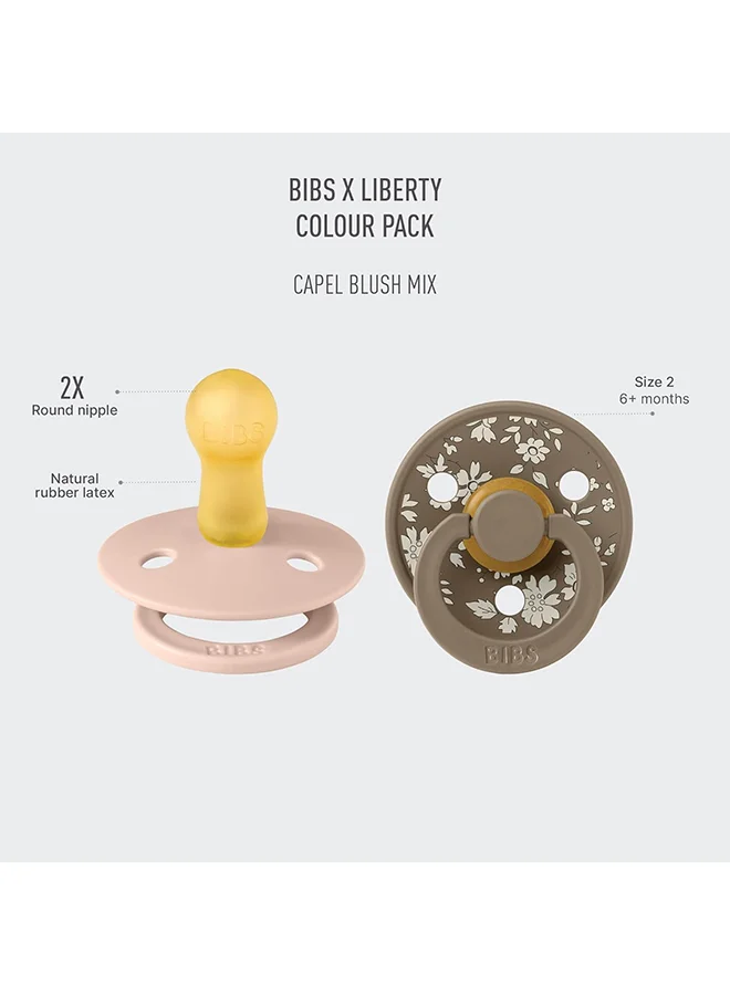 بيبس Liberty Colour Latex Pacifiers, Size 2, Capel Design, 2-Pack, Blush Mix