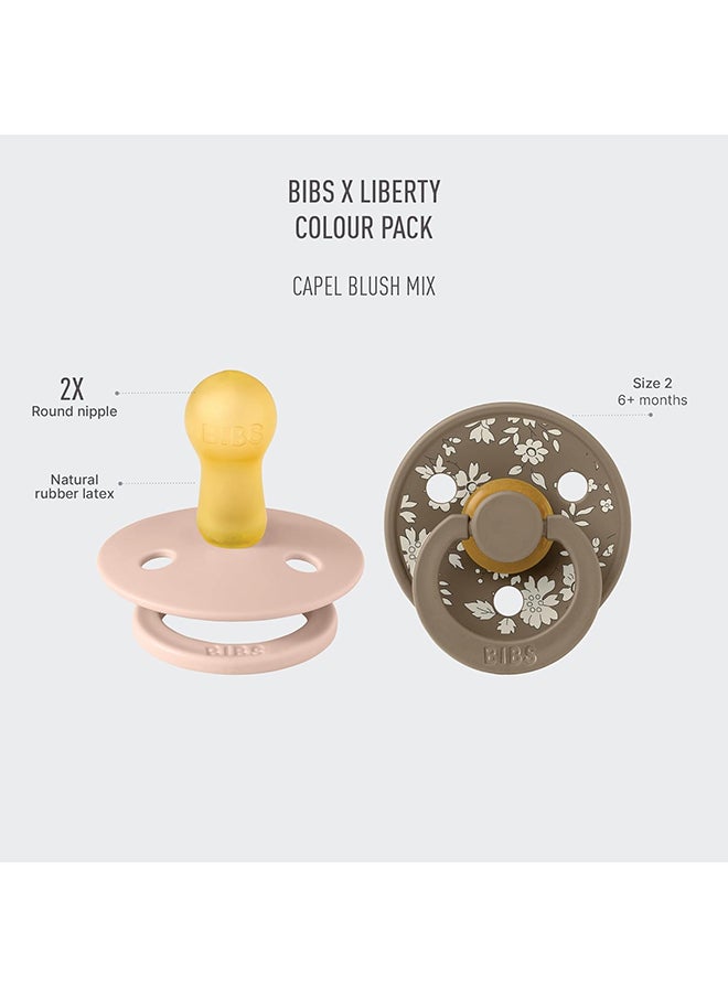 BIBS Liberty Colour Latex Pacifiers, Size 2, Capel Design, 2-Pack, Blush Mix  - Image 2