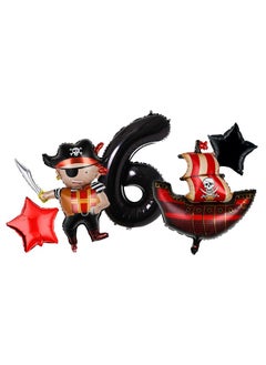 Atpata Funky Atpata Funky Pirate Captain Ship theme Foil Balloons for Kids Birthday Party Decoration (Pirate 6th Birthday)  - Image 1