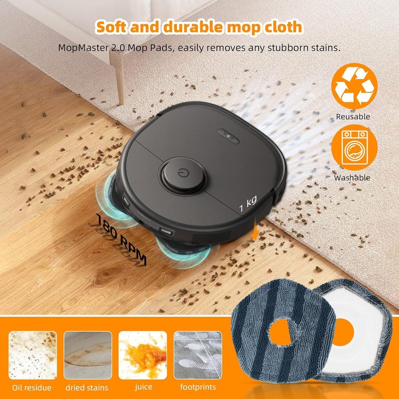 AnDongo 22 Pack Replacement Accessories for eufy X10 Pro Omni Robot Vacuum Cleaner, 2 Main Brush 4 Filter 6 Dust Bag 4 Mop Pads 4 Side Brush 1 Cleaning Brush 1 Screwdriver | 2 Mainbrush 4 Filter 6 Dust Bag 4 Mop Pads 4 Sidebrush 1 Cleaning Brush 1 Screwdriver - Image 4