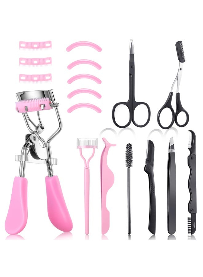 Generic 17-Piece Eyelash Curler Set Eyelash Curler Eyelash Comb Separator Extension Tweezers Eyebrow Brush Scissors False Eyelash Applicator Eyebrow Trimmer Silicone Replacement Pad For Ladies  - Image 1