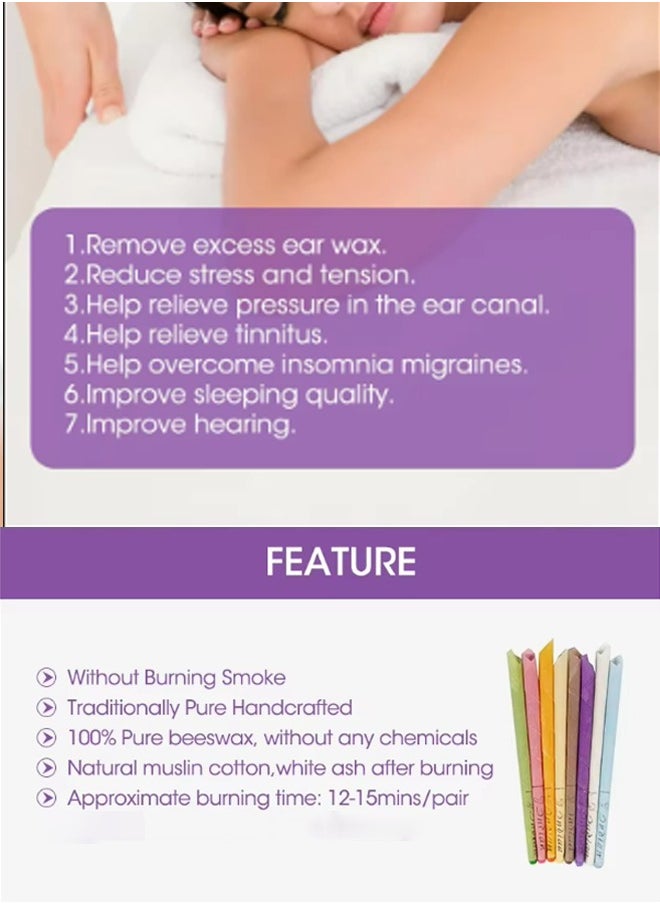 MQ 16 Pieces Aromatherapy Beeswax Ear Candles with 8 Pieces Ear Protection Tray  Natural Beeswax Ingredients, Handcrafted for Reduce  - Image 4