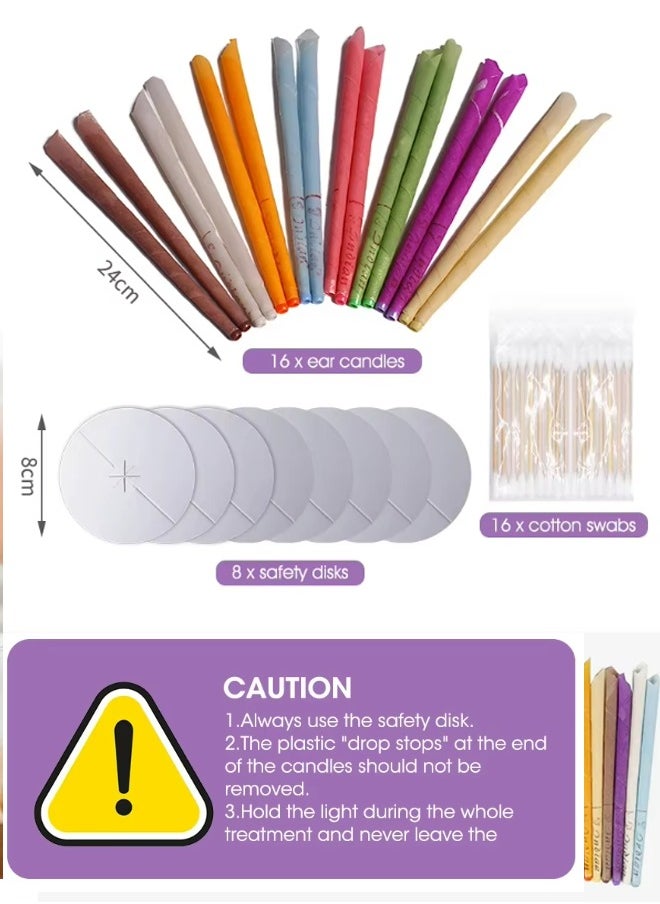 MQ 16 Pieces Aromatherapy Beeswax Ear Candles with 8 Pieces Ear Protection Tray  Natural Beeswax Ingredients, Handcrafted for Reduce  - Image 5