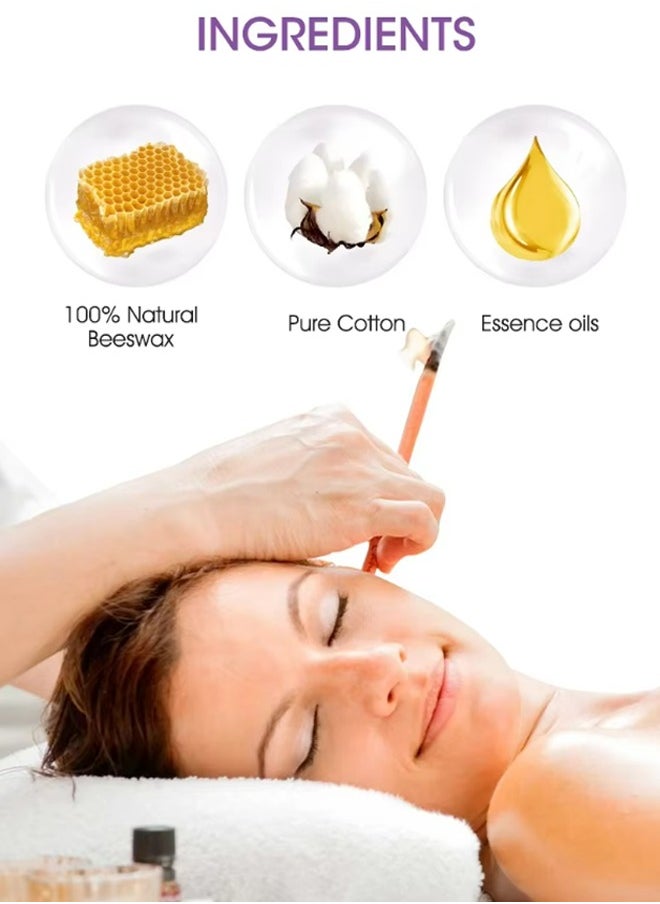 MQ 16 Pieces Aromatherapy Beeswax Ear Candles with 8 Pieces Ear Protection Tray  Natural Beeswax Ingredients, Handcrafted for Reduce  - Image 3