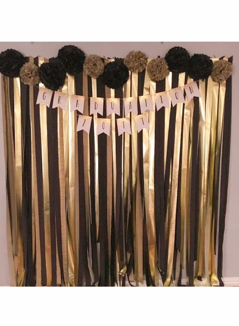 Excefore شرائط ورق الكريب، شرائط ذهبية، شرائط فضية وسوداء، تزيينات الحفلات، شرائط للحفلات لتزيين حفلة عيد الميلاد، زفاف(1.8 بوصة × 82 قدم/لفة - 6 لفات) - Image 2