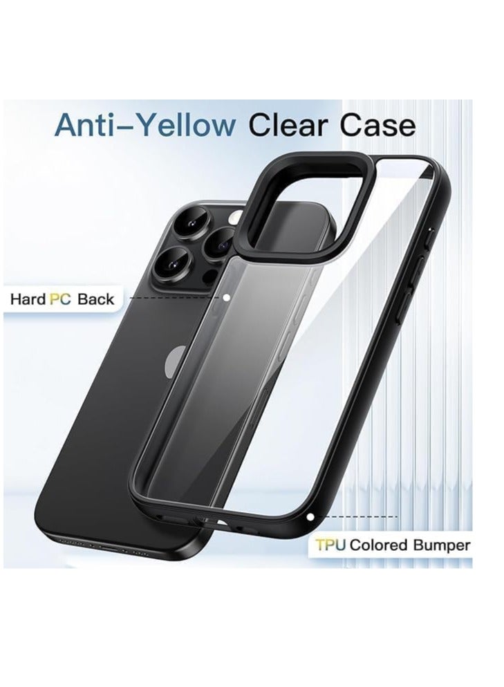 iPhone 16 Pro MAX, Crystal Clear Case [Not Yellowing] Shockproof Protective Case Transparent Protective Slim Cover (Black) - Image 1