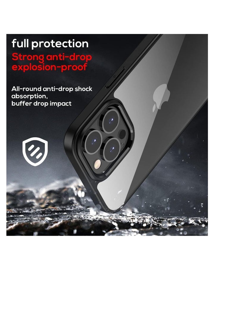 iPhone 16 Pro MAX, Crystal Clear Case [Not Yellowing] Shockproof Protective Case Transparent Protective Slim Cover (Black) - Image 2