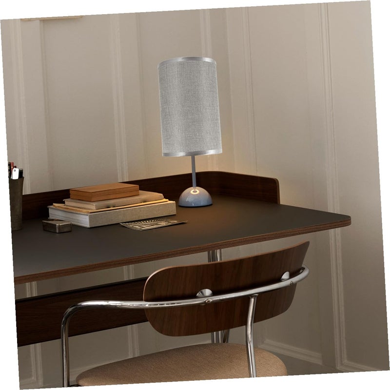 Silver Fabric Drum Lampshade Easy Install Replacement for Table Lamp Bedside Office Lighting - Image 5