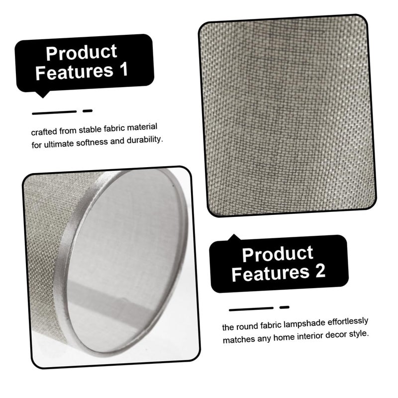 Silver Fabric Drum Lampshade Easy Install Replacement for Table Lamp Bedside Office Lighting - Image 4