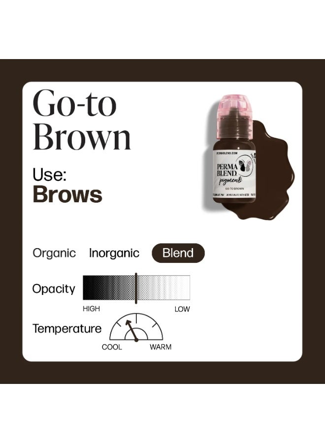 Perma Blend Eyebrow Pigment – Perma Blend Go-To Brown 15ml | Permanent Makeup SPMU Brow Ink for Nano Brows, Microblading, Ombre Brows & Powder Brows | Professional PMU Pigment for Artists - Image 2