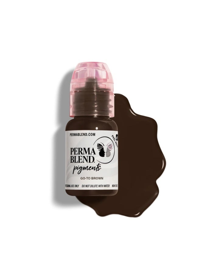 Perma Blend Eyebrow Pigment – Perma Blend Go-To Brown 15ml | Permanent Makeup SPMU Brow Ink for Nano Brows, Microblading, Ombre Brows & Powder Brows | Professional PMU Pigment for Artists - Image 1
