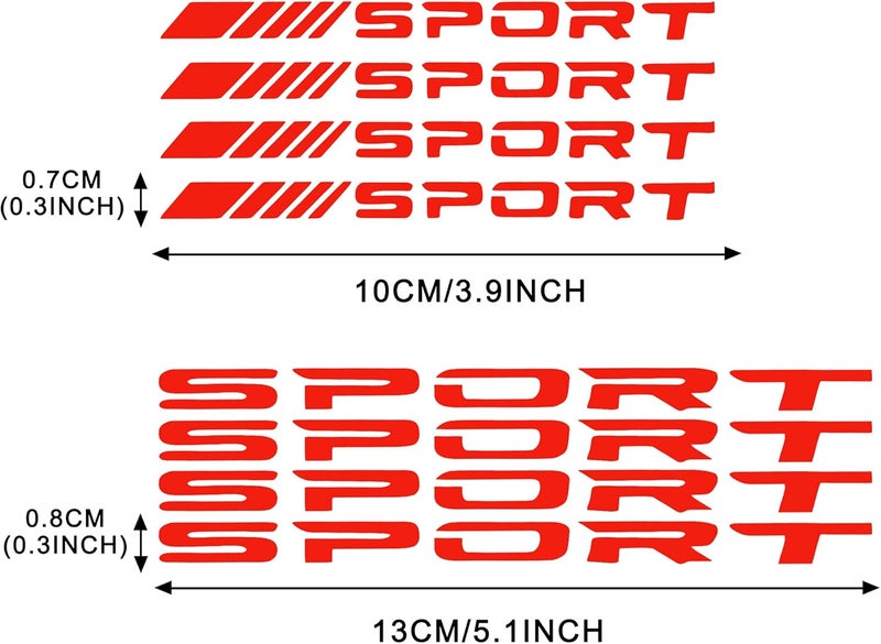 TOMALL 8Pcs Sport Emblem Reflective Stickers for Car Wheels Rims Hub Auto Racing Performance Sport Logo Decals for Car Truck Bumper Door Handle Window Motorcycle Laptop Waterproof Decoration (Red) - Image 2
