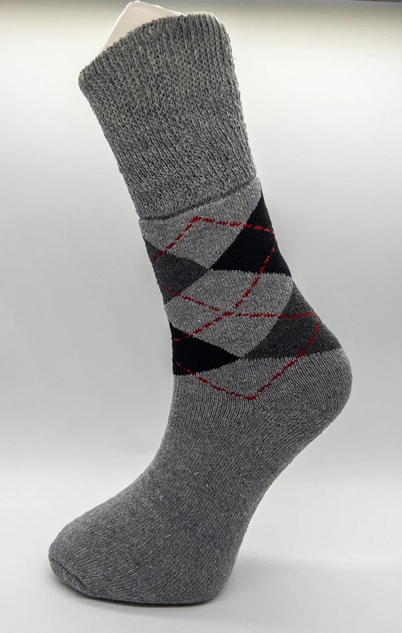 Ciho Socks Premium Thermal 3 Pairs Men's Plaid Patterned Non-Squeezing Elastic Winter Socks