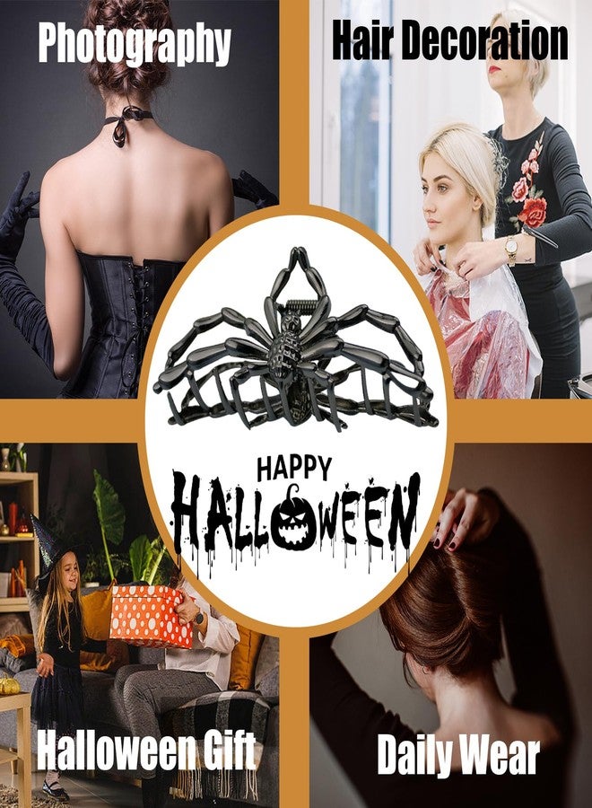 لابوهي 3 قطع من مشابك الشعر المعدنية بتصميم العنكبوت القوطي للنساء، إكسسوارات شعر أنيقة للشعر الكثيف، مثالية للهالوين والاستخدام اليومي، مشابك شعر متينة وعصرية. - Image 3