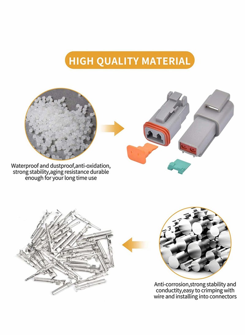 KASTWAVE Electrical Wire Connector Plug, 8 Sets 2 Pin 22-16AWG Waterproof Sealed Auto Gray Male and Female Terminal Connectors for Motorcycle, Truck, Car, Boats, Scooter - Image 4