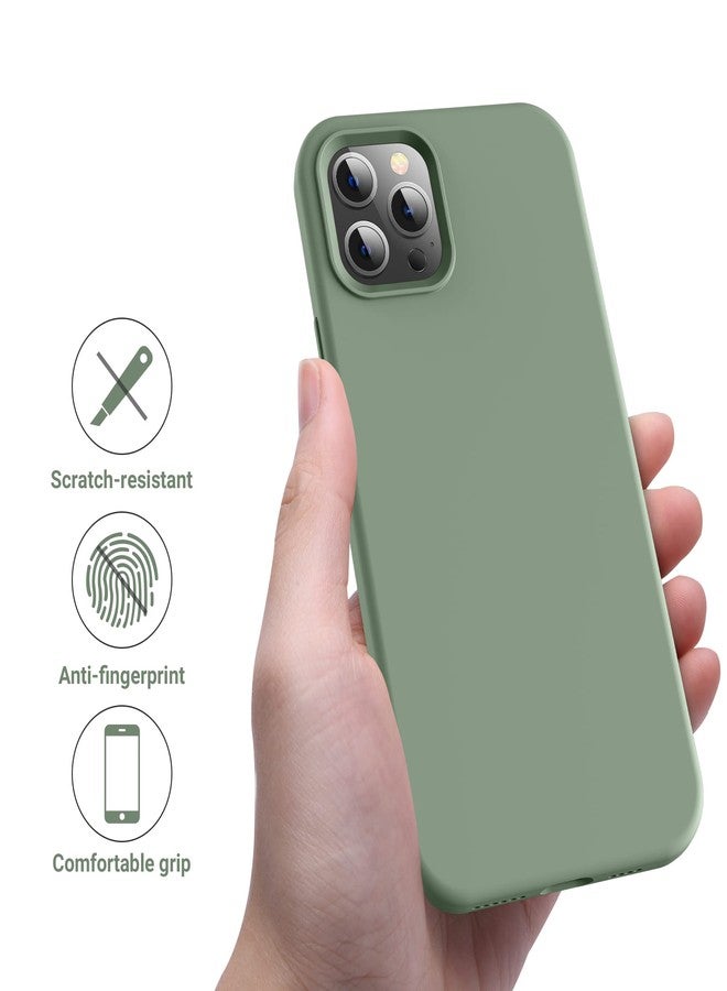 اوتوفلاي جراب OTOFLY مصمم خصيصًا لهاتف iPhone 12 Pro Max، [سلسلة الملمس الحريري الناعم] جراب حماية كامل للجسم مصنوع من مطاط السيليكون السائل الناعم الفاخر، مقاس 6.7 بوصة، لون أخضر كالكي - Image 5