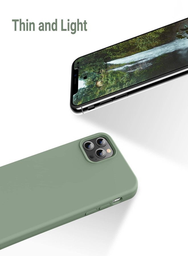 اوتوفلاي جراب OTOFLY مصمم خصيصًا لهاتف iPhone 12 Pro Max، [سلسلة الملمس الحريري الناعم] جراب حماية كامل للجسم مصنوع من مطاط السيليكون السائل الناعم الفاخر، مقاس 6.7 بوصة، لون أخضر كالكي - Image 4