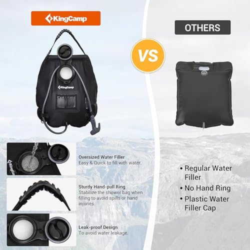 KingCamp Solar Shower Bag, Leak-Proof Design Camping Shower Bag with Thermometer, Removable Hose & Switchable Shower Head, 5 gallon/20L - Image 4