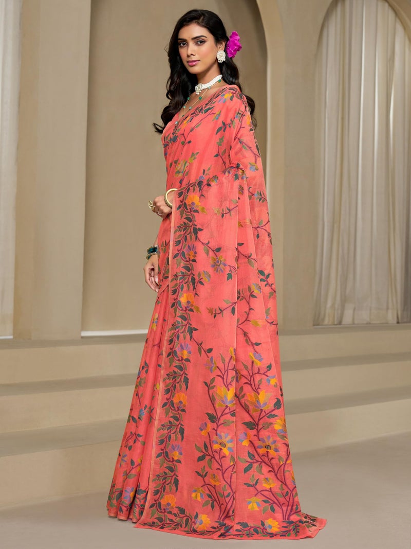 EthnicJunction Women's Pure Cotton Woven Saree With Blouse Piece - Image 3