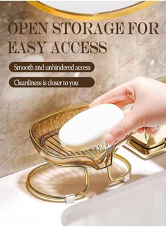 Beirui 2 Soap Containers, Soap Holder, Easy to Drain and Clean, Creative Acrylic Soap Container Metal Holder with Drain, Suitable for Shower, Bathroom, Kitchen, Keep Soap Dry  - Image 4