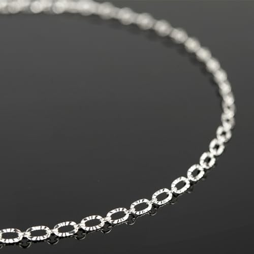 UMAOKANG 32.8 Feet Silver Jewelry Chain for Jewelry Making Silver Plated Brass Chain Roll Women Necklace Bracelet DIY Embossed Oval Cable Chain - Image 5