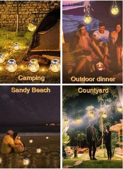 Perfii Set of 2 Solar Jar Lights with Crack Glass Design for Waterproof Outdoor Decorations in Yard Garden Patio and Wedding  - Image 5