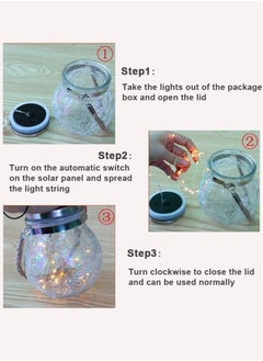 Perfii Set of 2 Solar Jar Lights with Crack Glass Design for Waterproof Outdoor Decorations in Yard Garden Patio and Wedding  - Image 2