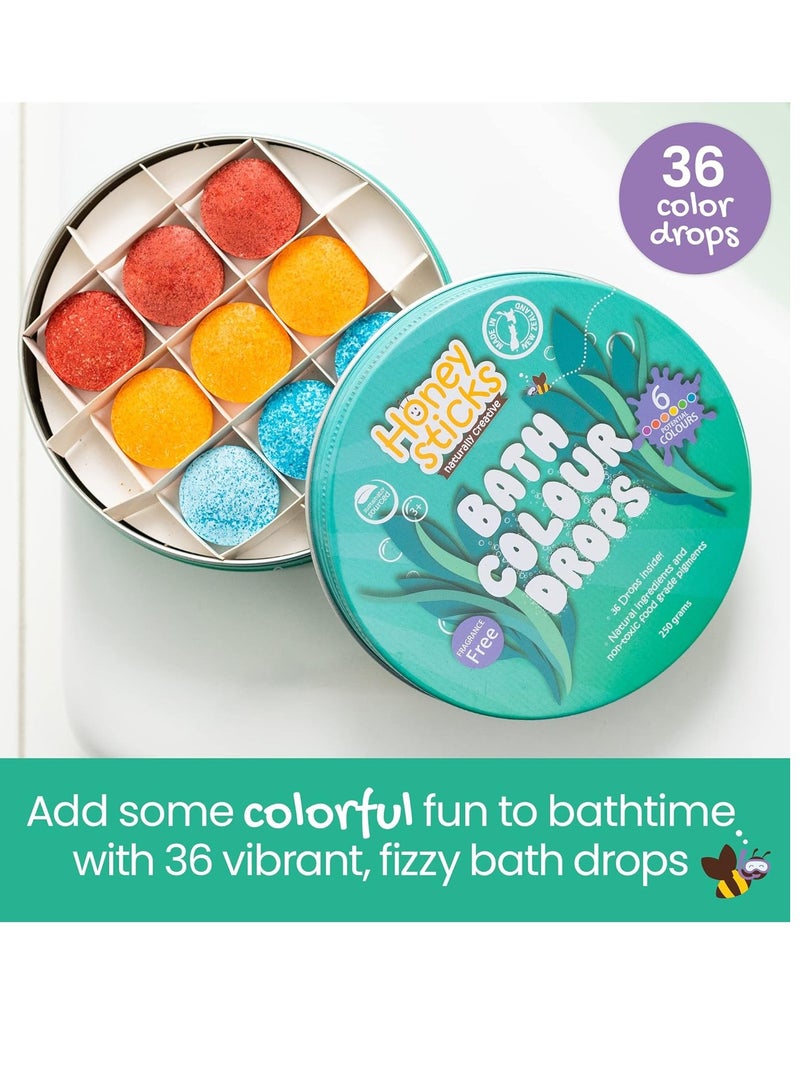 Honeysticks Honeysticks Bath Color Tablets for Kids - Non Toxic Bathtub Drops Made with Natural Ingredients and Food Grade Color - Fragrance Free - Fizzy, Brightly Colored Bathtime Fun, Great Gift - 36 Drops  - Image 3