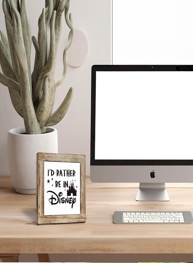 ZPPRJF Farmhouse Wood Sign, I'd Rather Be In Disney Sign, Wooden Box Sign Plaque, Freestanding Disney Sign Decor, Funny Work Sign, Tabletop Decor, Office Desk Sign, Home Office Decor, Cubicle Decor - Image 3