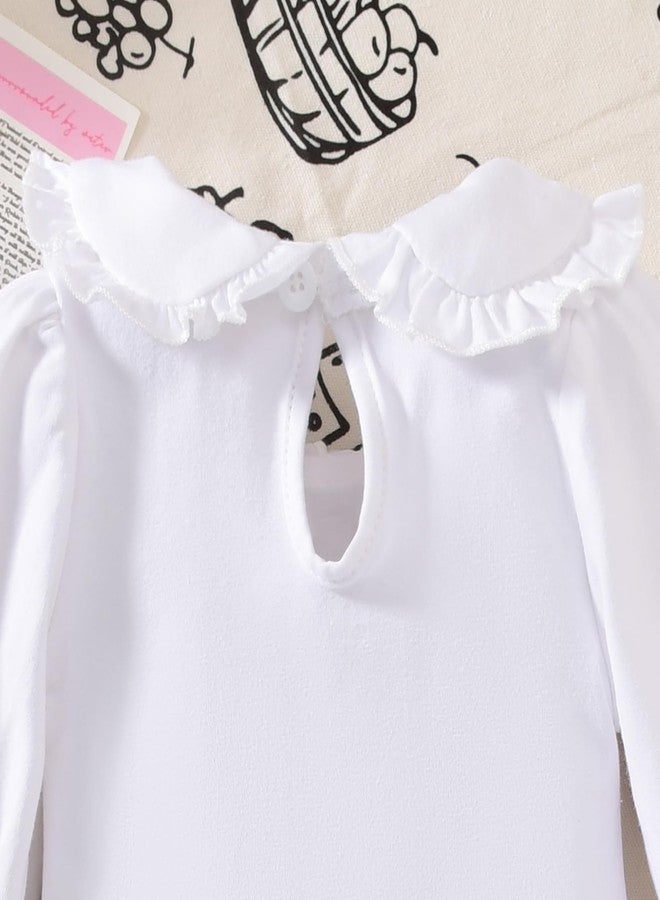 KOZBY 6-12 Months Baby Girl My First Easter Bunny Eggs Printed Clothes Infant Doll Collar Long Sleeve Rabbit Outfits Pant Sets White - Image 4
